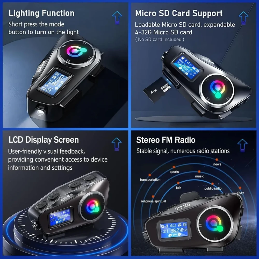 Q58Max Motorcycle Intercom Headset